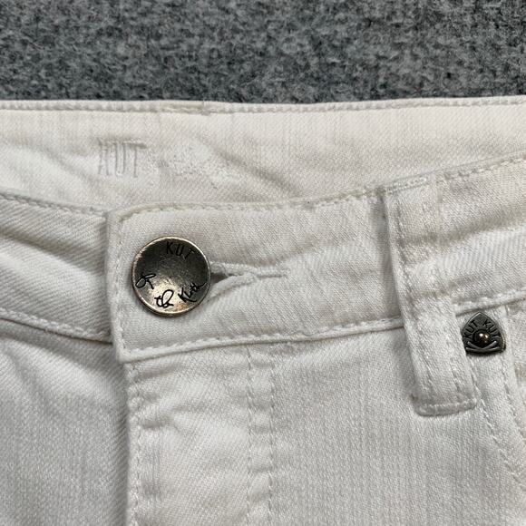 Kut From The Kloth Shorts 0 White Denim Bermuda Zip Fly Clam Diggers Pockets - Picture 4 of 14